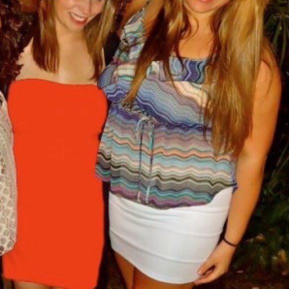 Multicolor top with tie waist and ruffle detail - Picture 2 of 5